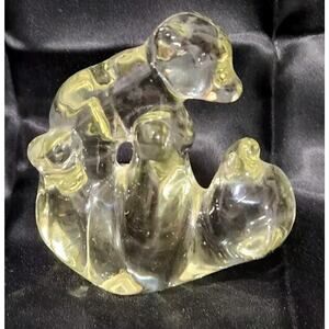 Action International Glass Mama Bear and Cub Paperweight Figurine
